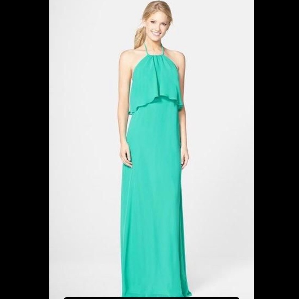Nouvelle Amsale Cait' Chiffon Halter Gown